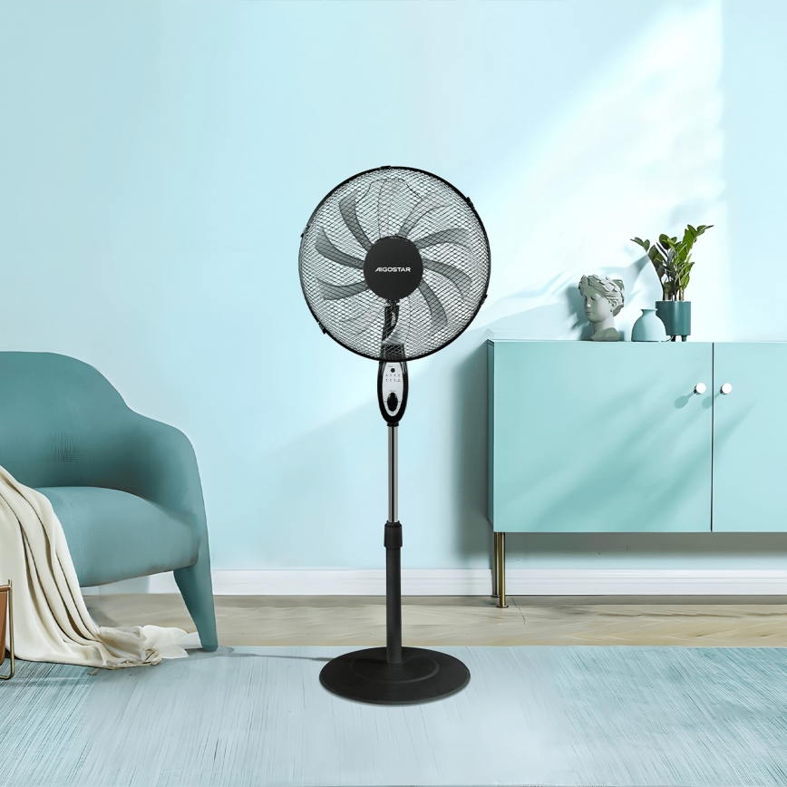 Aigostar - Stojeći ventilator 55W/230V 130 cm crni + daljinski upravljač
