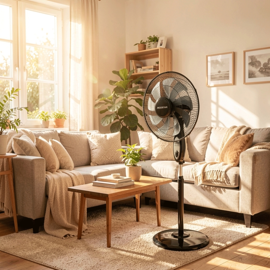 Aigostar - Stajaći ventilator 60 W/230 V, 130 cm, crni + daljinsko upravljanje