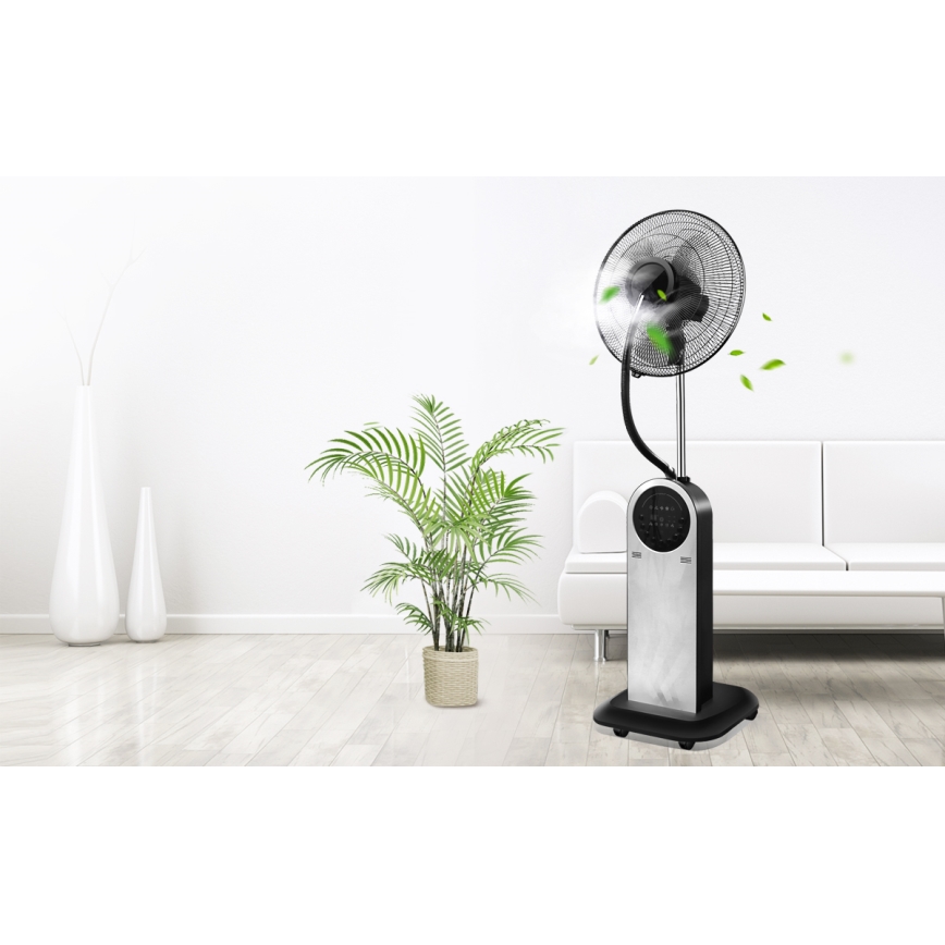 Aigostar - Stojeći ventilator sa maglenim efektom 95W/230V crna/siva + daljinski upravljač
