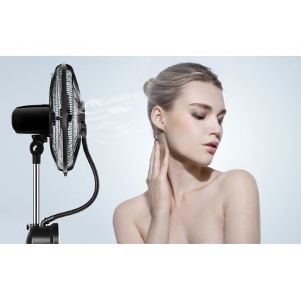 Aigostar - Stojeći ventilator sa maglenim efektom 95W/230V crna/siva + daljinski upravljač