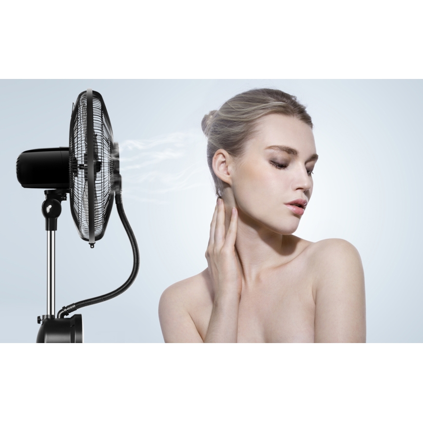 Aigostar - Stojeći ventilator sa maglenim efektom 95W/230V crna/siva + daljinski upravljač