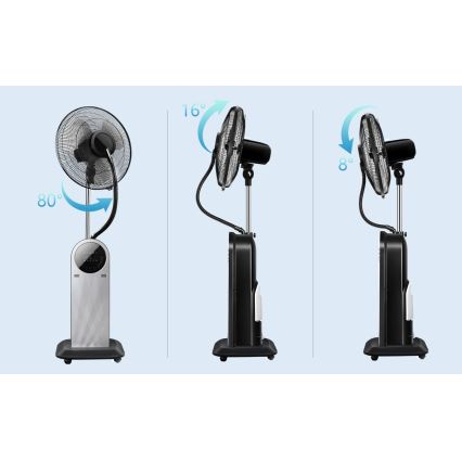 Aigostar - Stojeći ventilator sa maglenim efektom 95W/230V crna/siva + daljinski upravljač