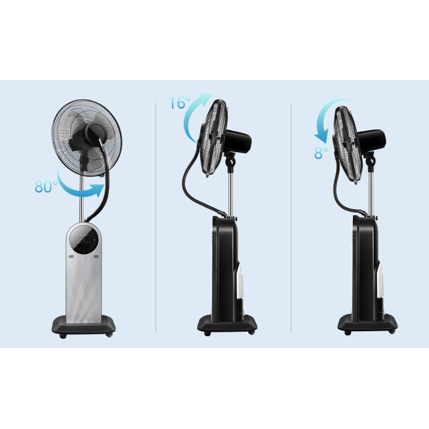 Aigostar - Stojeći ventilator sa maglenim efektom 95W/230V crna/siva + daljinski upravljač