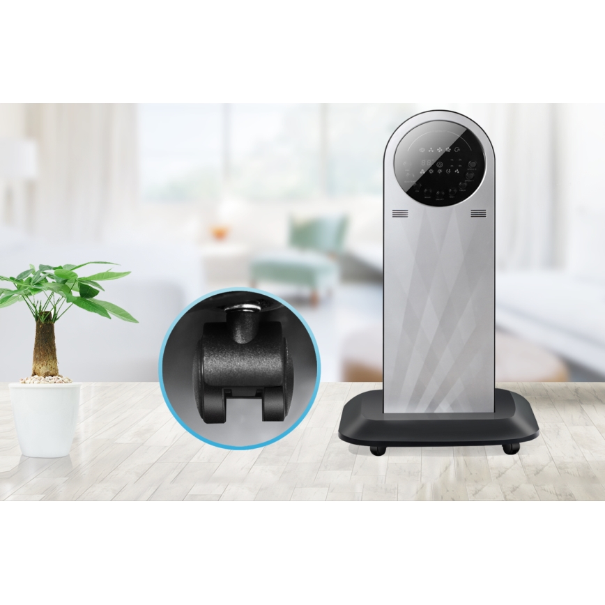 Aigostar - Stojeći ventilator sa maglenim efektom 95W/230V crna/siva + daljinski upravljač