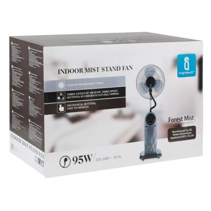 Aigostar - Stojeći ventilator sa maglenim efektom 95W/230V crna/siva + daljinski upravljač