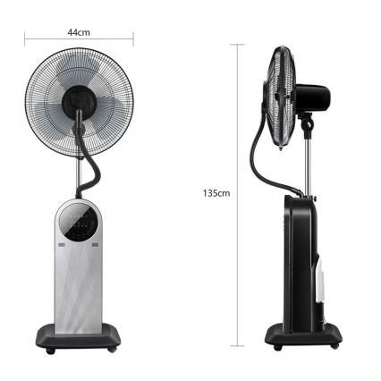 Aigostar - Stojeći ventilator sa maglenim efektom 95W/230V crna/siva + daljinski upravljač