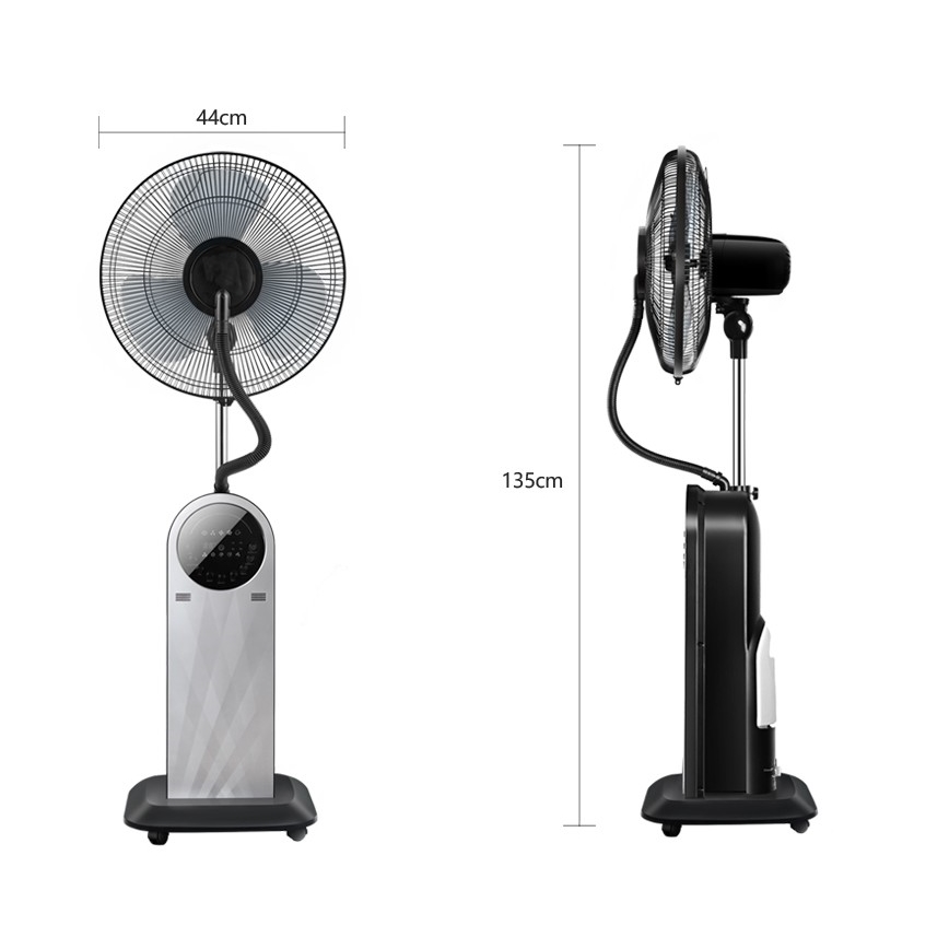 Aigostar - Stojeći ventilator sa maglenim efektom 95W/230V crna/siva + daljinski upravljač