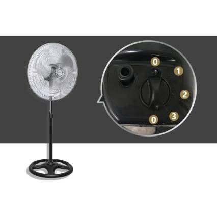 Aigostar - Stojni ventilator 50W/230V, prečnika 50 cm, hrom/crna
