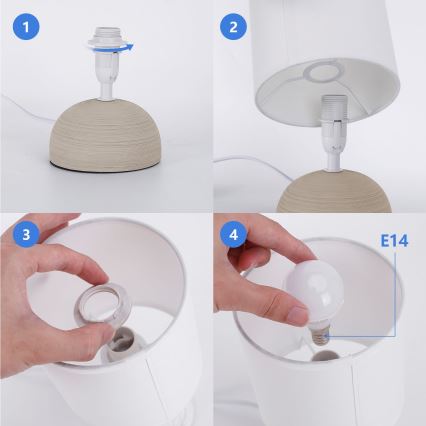 Aigostar - Stona lampa 1xE14/40W/230V bež/bela