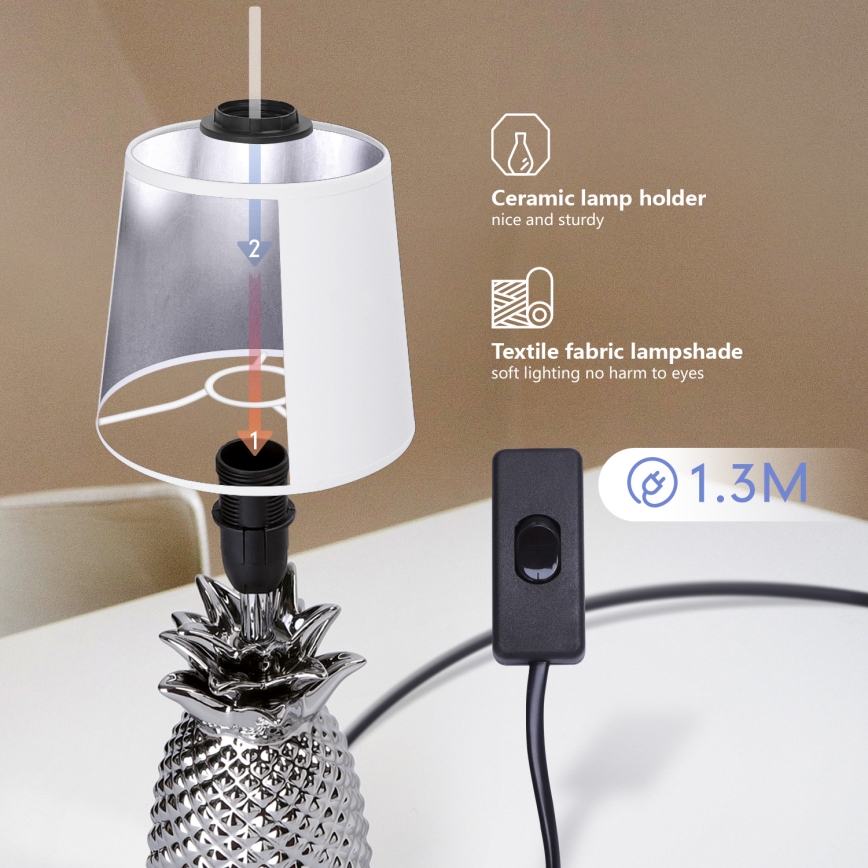 Aigostar - Stona lampa 1xE14/40W/230V sjajni hrom