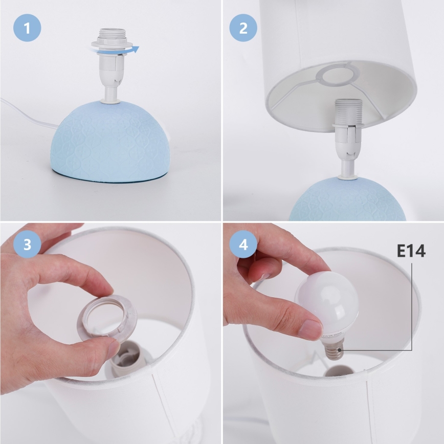 Aigostar - Stona lampa 1xE14/40W/230V plava/bela