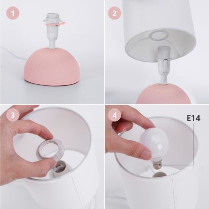 Aigostar - Stona lampa 1xE14/40W/230V ružičasta/bela