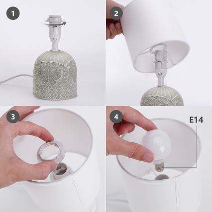 Aigostar - Stona lampa 1xE14/40W/230V siva/bela