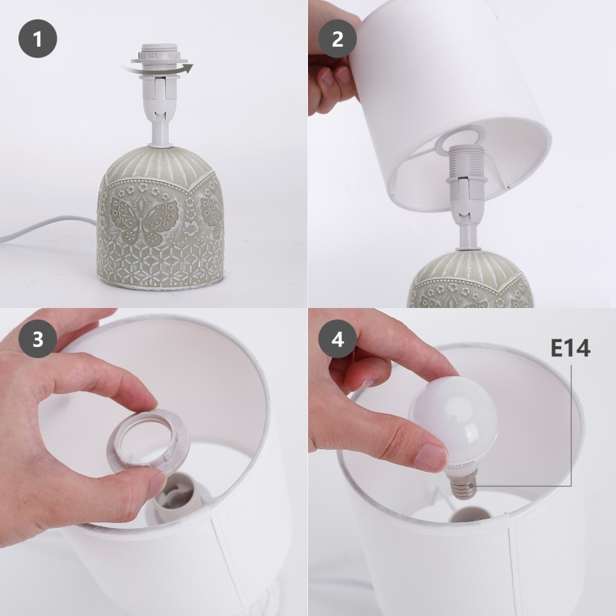 Aigostar - Stona lampa 1xE14/40W/230V siva/bela