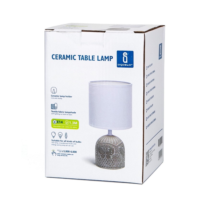 Aigostar - Stona lampa 1xE14/40W/230V siva/bela