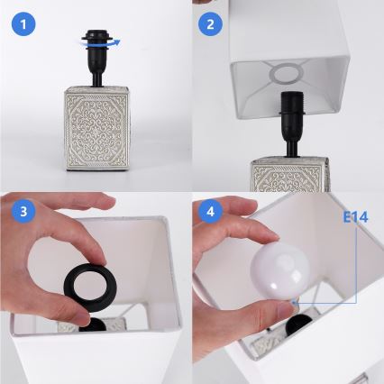 Aigostar - Stona lampa 1xE14/40W/230V siva/bela