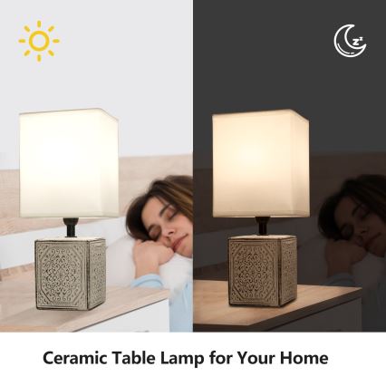 Aigostar - Stona lampa 1xE14/40W/230V siva/bela