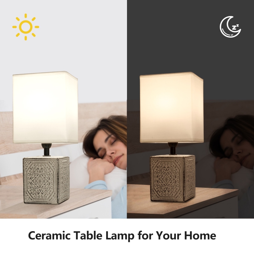 Aigostar - Stona lampa 1xE14/40W/230V siva/bela