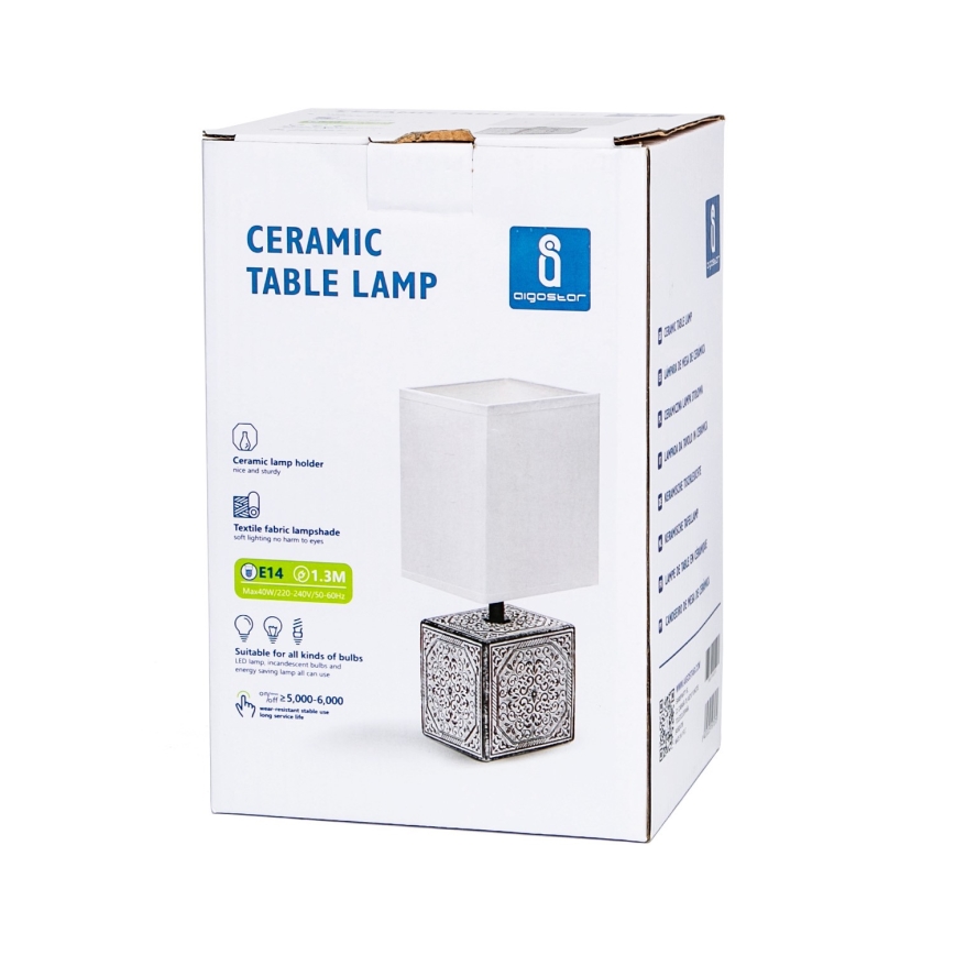 Aigostar - Stona lampa 1xE14/40W/230V siva/bela
