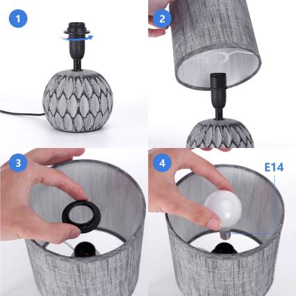 Aigostar - Stona lampa 1xE14/40W/230V siva