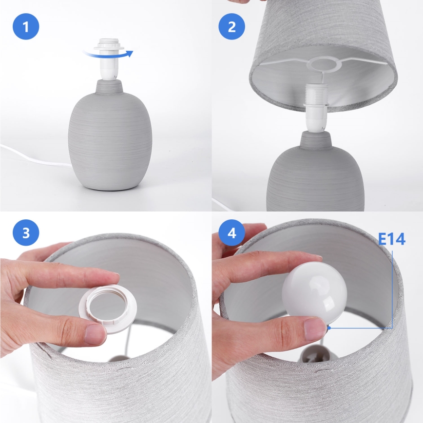 Aigostar - Stona lampa 1xE14/40W/230V siva