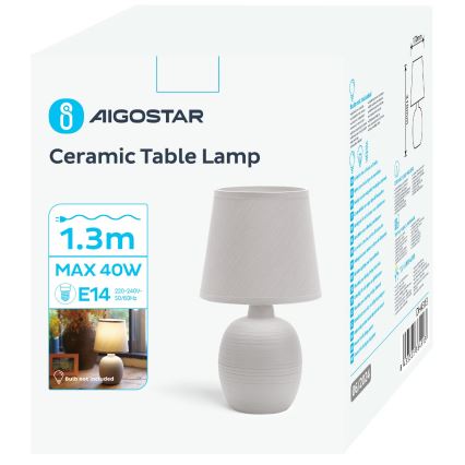 Aigostar - Stona lampa 1xE14/40W/230V siva