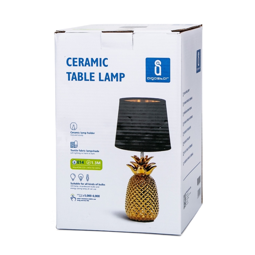 Aigostar - Stona lampa 1xE14/40W/230V zlatna/crna