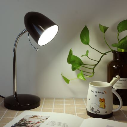 Aigostar - Stona lampa 1xE27/36W/230V crna/sjajni hrom