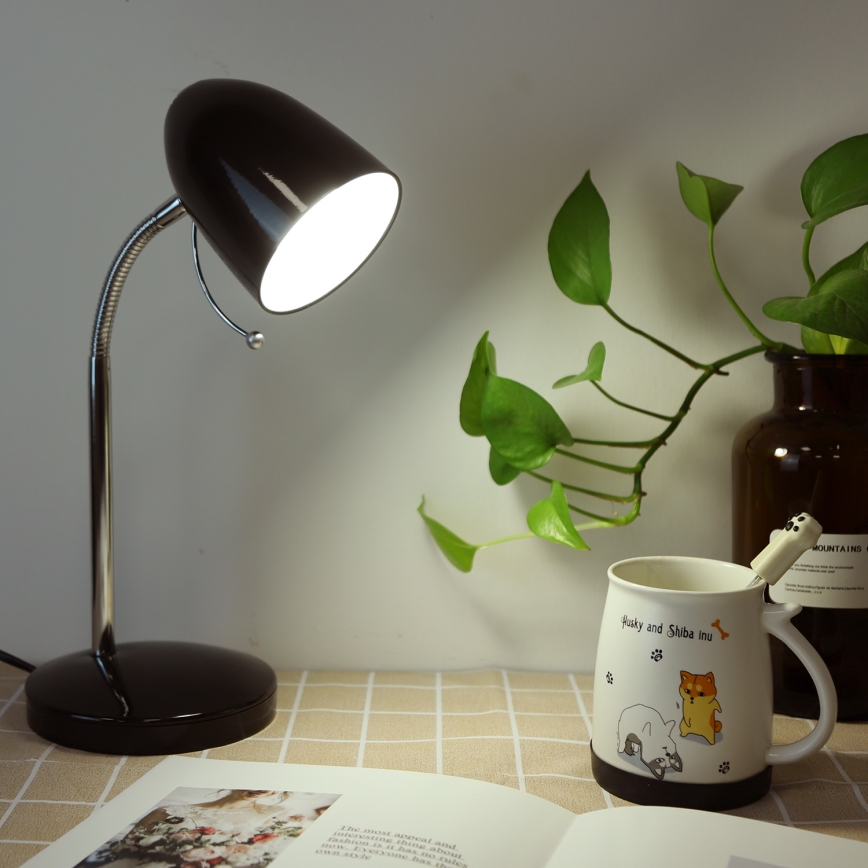 Aigostar - Stona lampa 1xE27/36W/230V crna/sjajni hrom