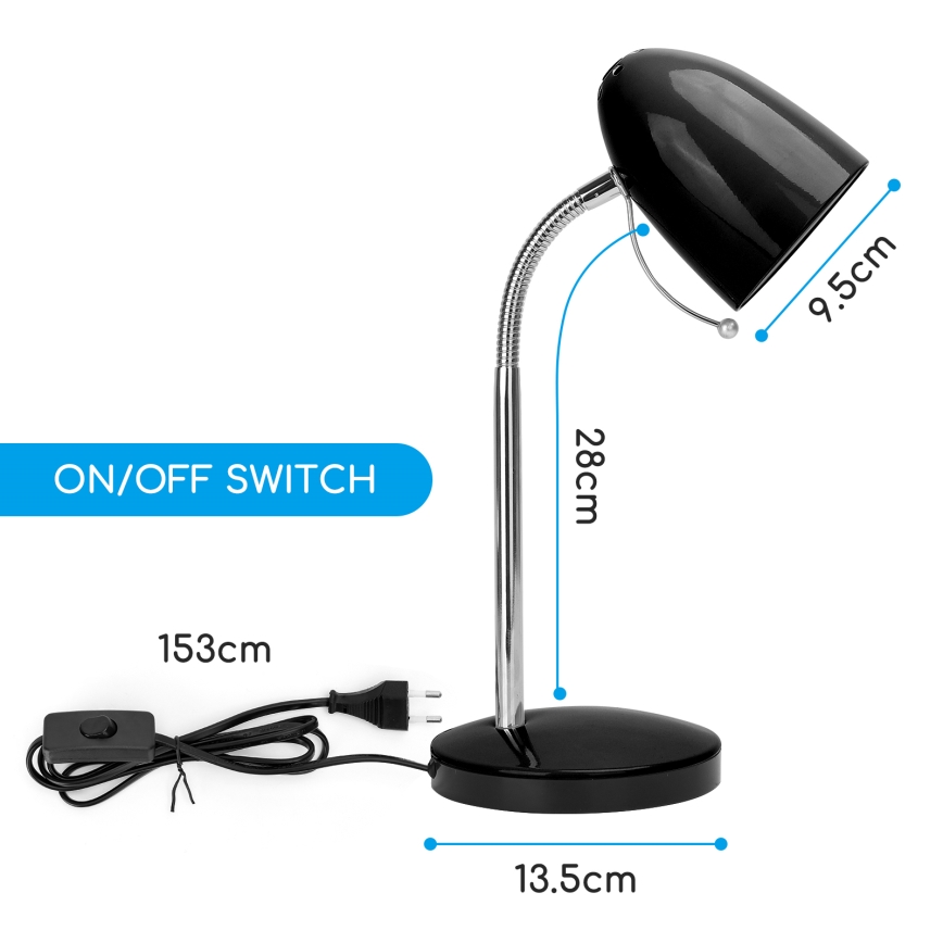 Aigostar - Stona lampa 1xE27/36W/230V crna/sjajni hrom