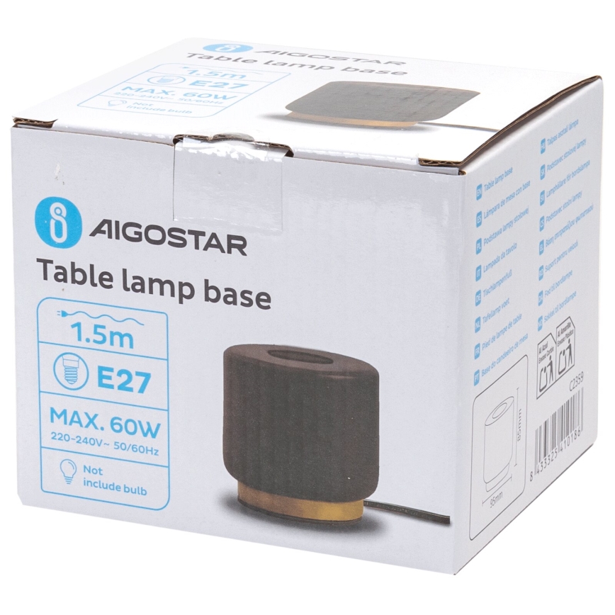 Aigostar - Stona lampa 1xE27/60W/230V crna