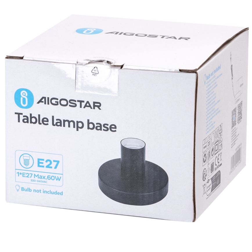 Aigostar - Stona lampa 1xE27/60W/230V crna