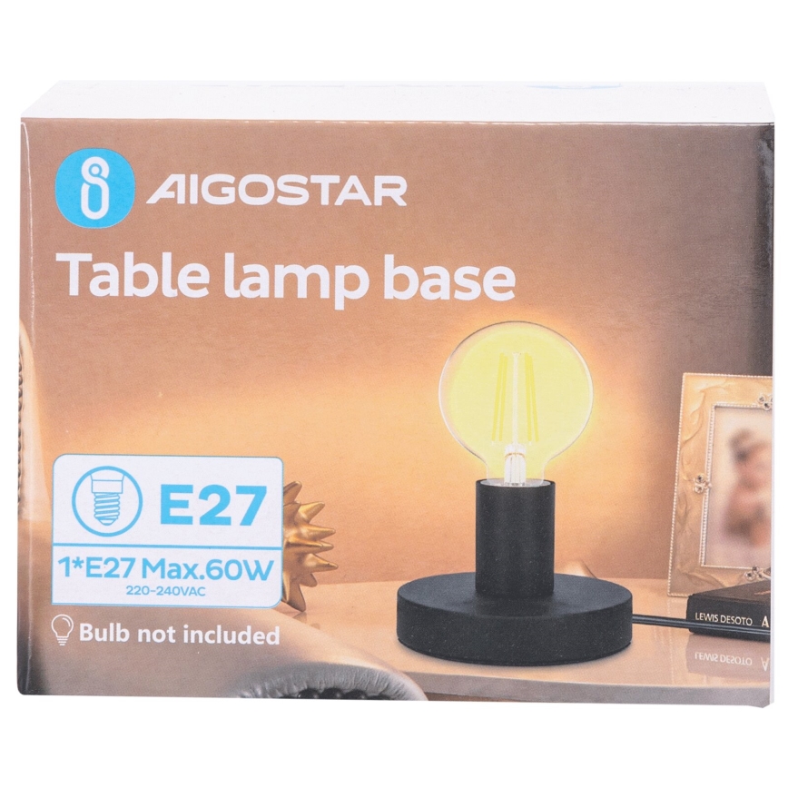 Aigostar - Stona lampa 1xE27/60W/230V crna