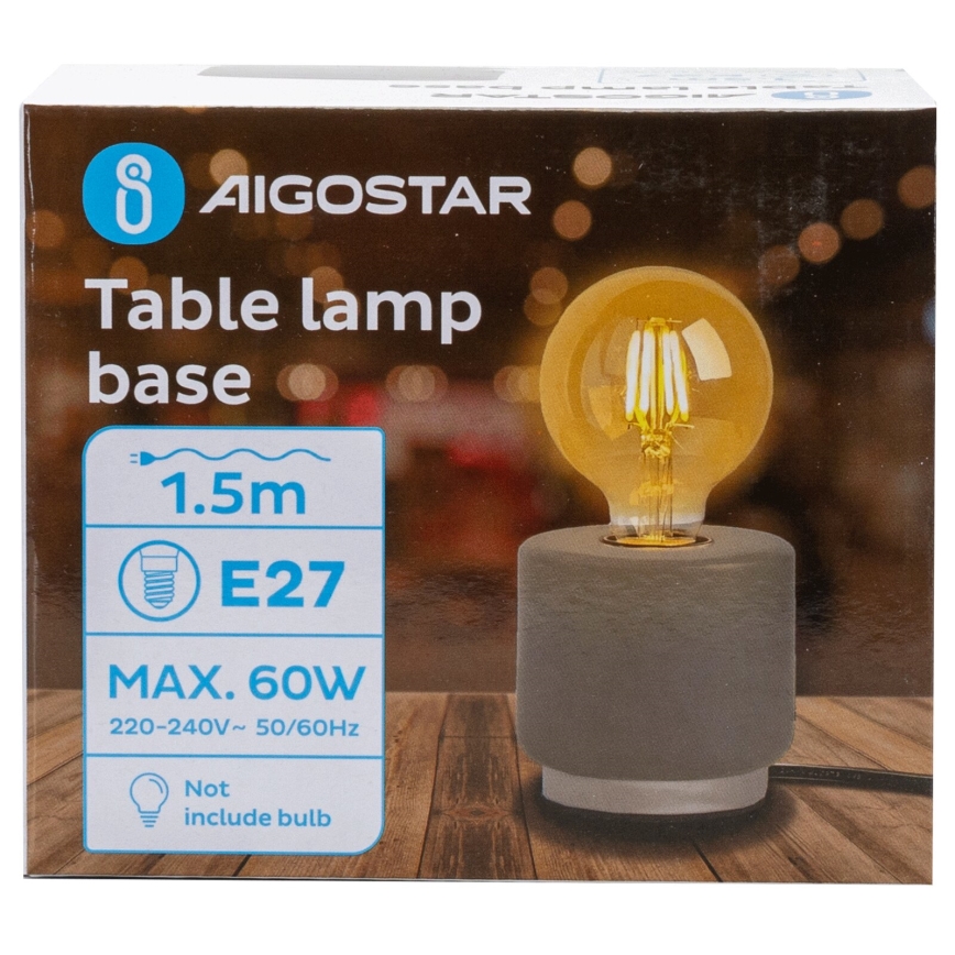 Aigostar - Stona lampa 1xE27/60W/230V siva