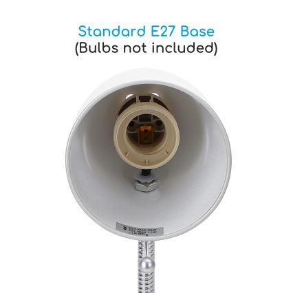 Aigostar - Stona lampa sa klipsom 1xE27/11W/230V bela/sjajni hrom