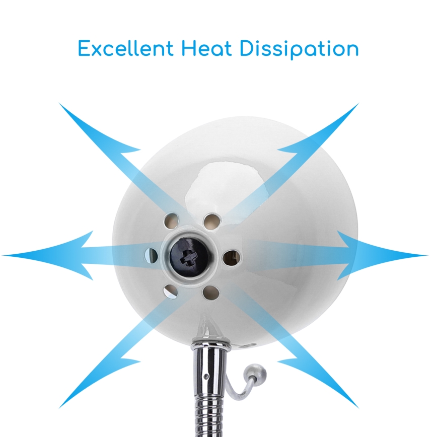 Aigostar - Stona lampa sa klipsom 1xE27/11W/230V bela/sjajni hrom
