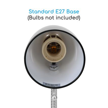 Aigostar -  Stona lampa sa klipsom 1xE27/11W/230V crna/sjajni hrom