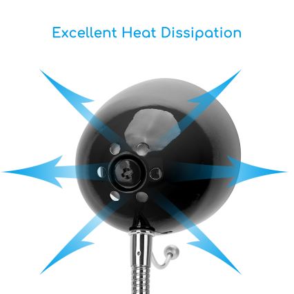 Aigostar -  Stona lampa sa klipsom 1xE27/11W/230V crna/sjajni hrom