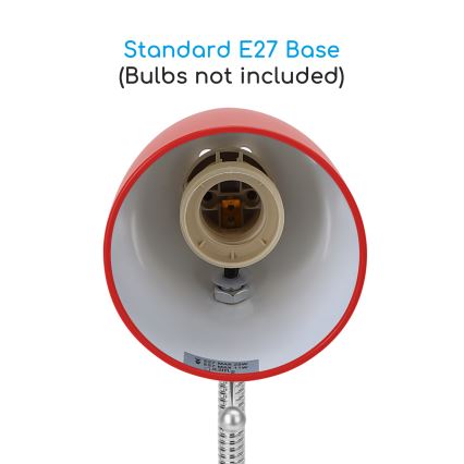 Aigostar - Stona lampa sa stezaljkom 1xE27/11W/230V crvena/sjajni hrom