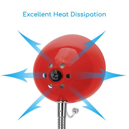 Aigostar - Stona lampa sa stezaljkom 1xE27/11W/230V crvena/sjajni hrom