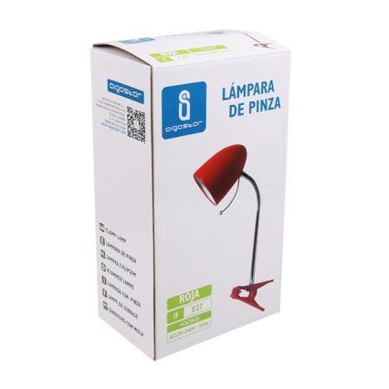 Aigostar - Stona lampa sa stezaljkom 1xE27/11W/230V crvena/sjajni hrom