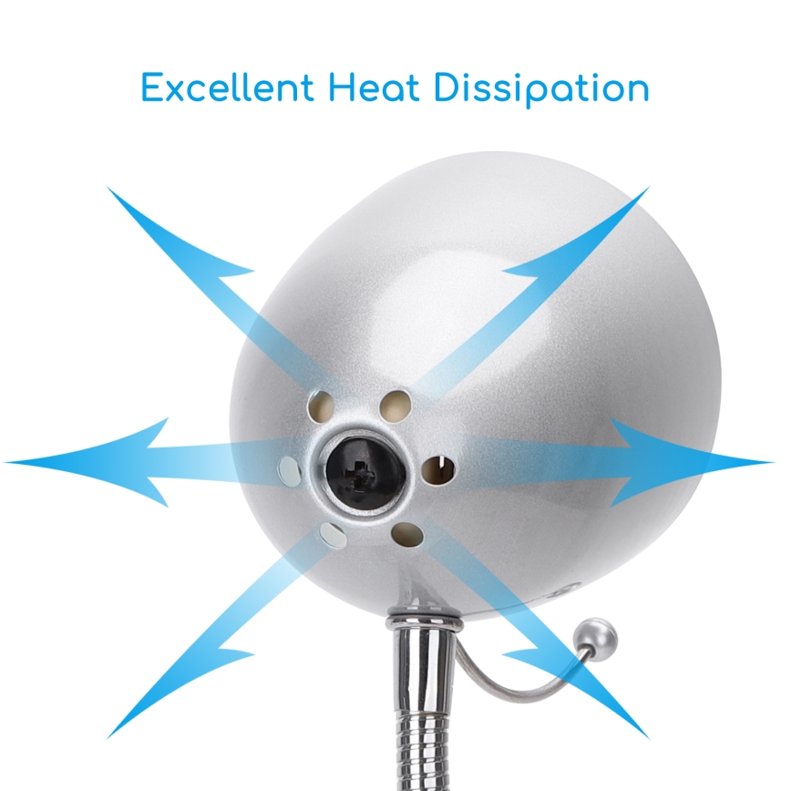 Aigostar -  Stona lampa sa klipsom 1xE27/11W/230V srebrna/sjajni hrom