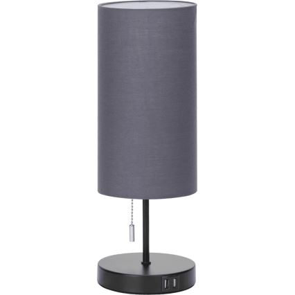 Aigostar - Stona lampa sa USB portom 1xE27/40W/230V crna