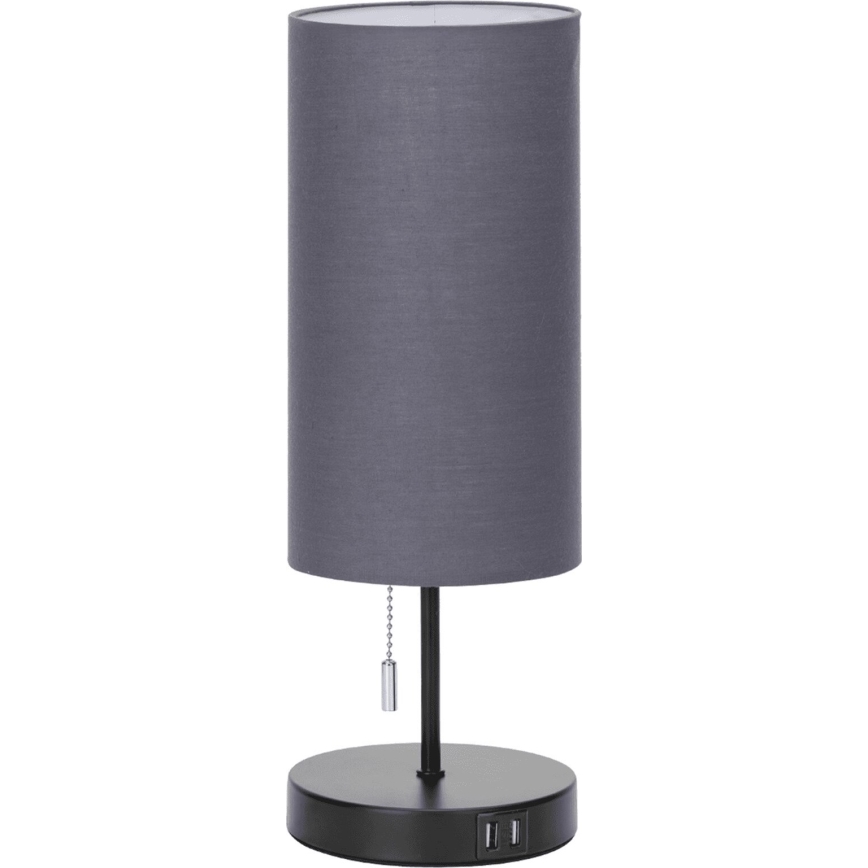 Aigostar - Stona lampa sa USB portom 1xE27/40W/230V crna