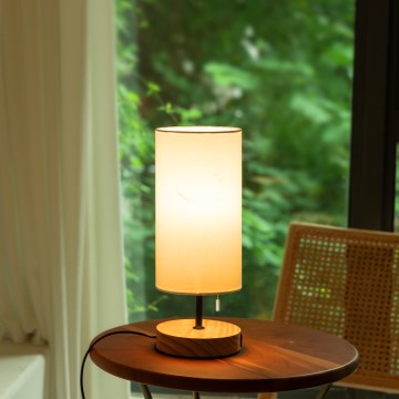 Aigostar - Stona lampa sa USB priključkom 1xE27/40W/230V bež