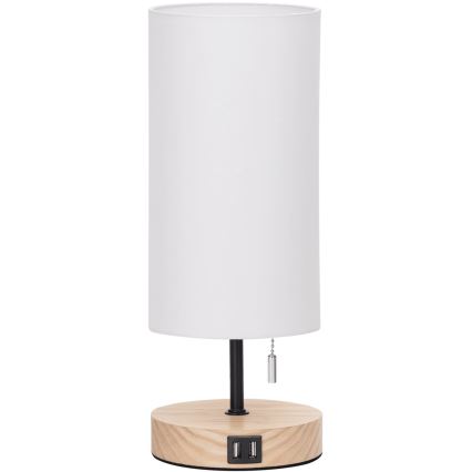 Aigostar - Stona lampa sa USB priključkom 1xE27/40W/230V bež