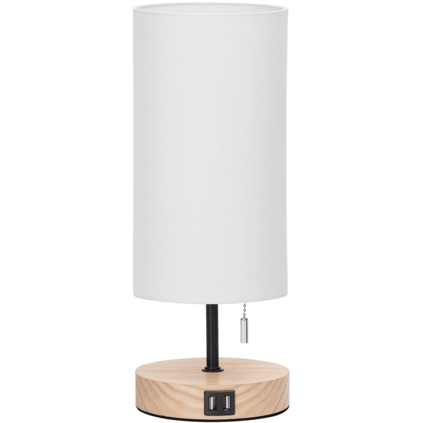 Aigostar - Stona lampa sa USB priključkom 1xE27/40W/230V bež