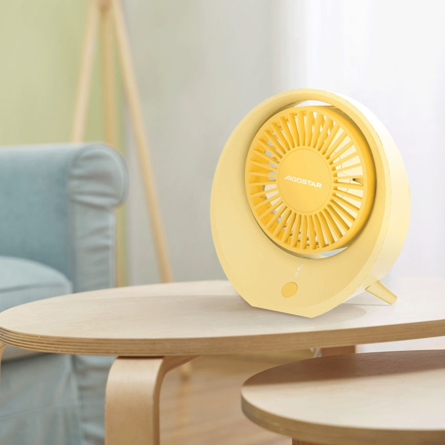 Aigostar - Stoni punjivi USB ventilator 3W/5V 1200mAh narandžasta