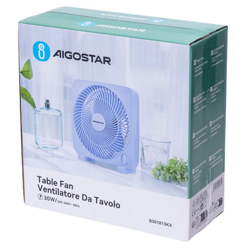 Aigostar - Stoni ventilator 30W/230V plavi