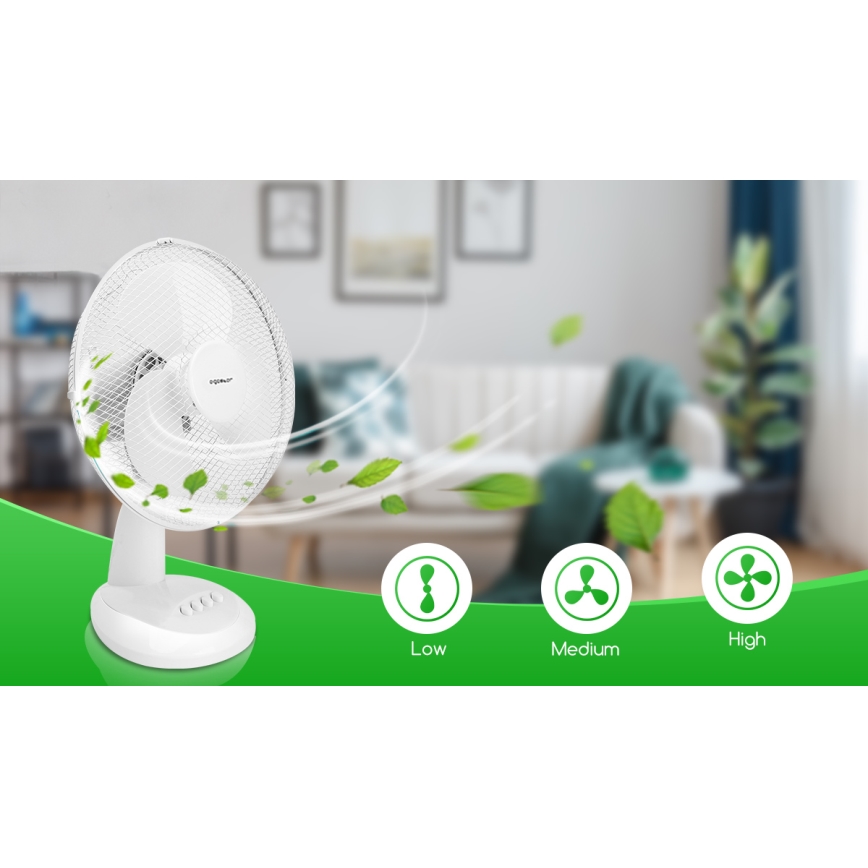 Aigostar - Stoni ventilator 35W/230V 34 cm bela